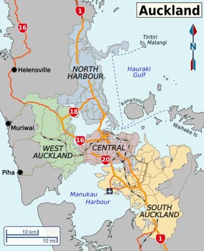 peta Auckland daerah