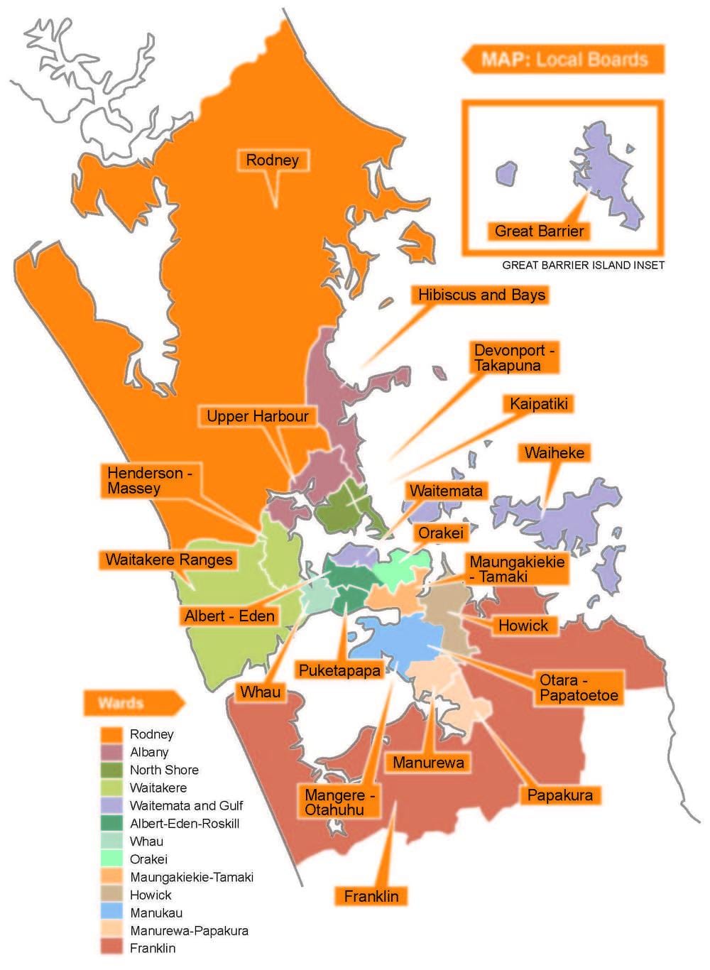 Auckland majlis sempadan peta