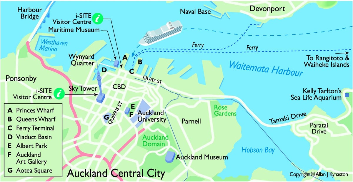Auckland terminal kapal persiaran peta