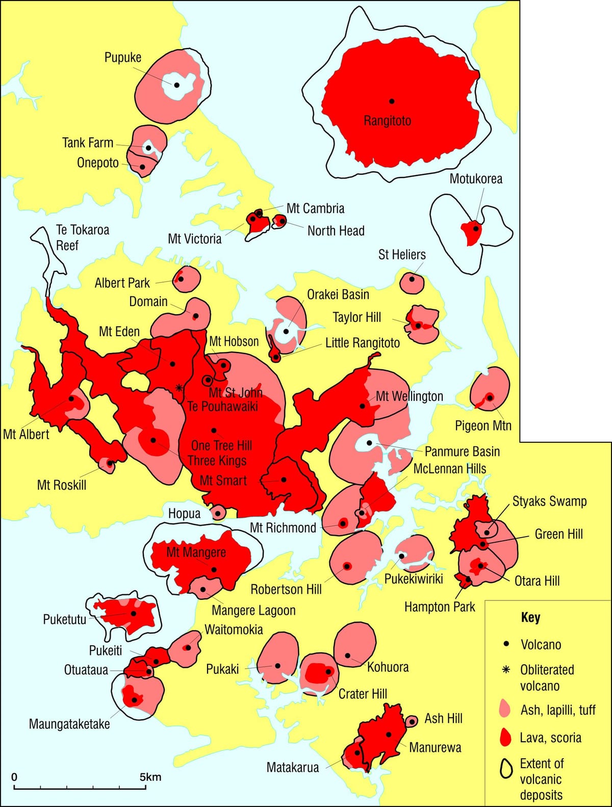 Auckland peta gunung berapi