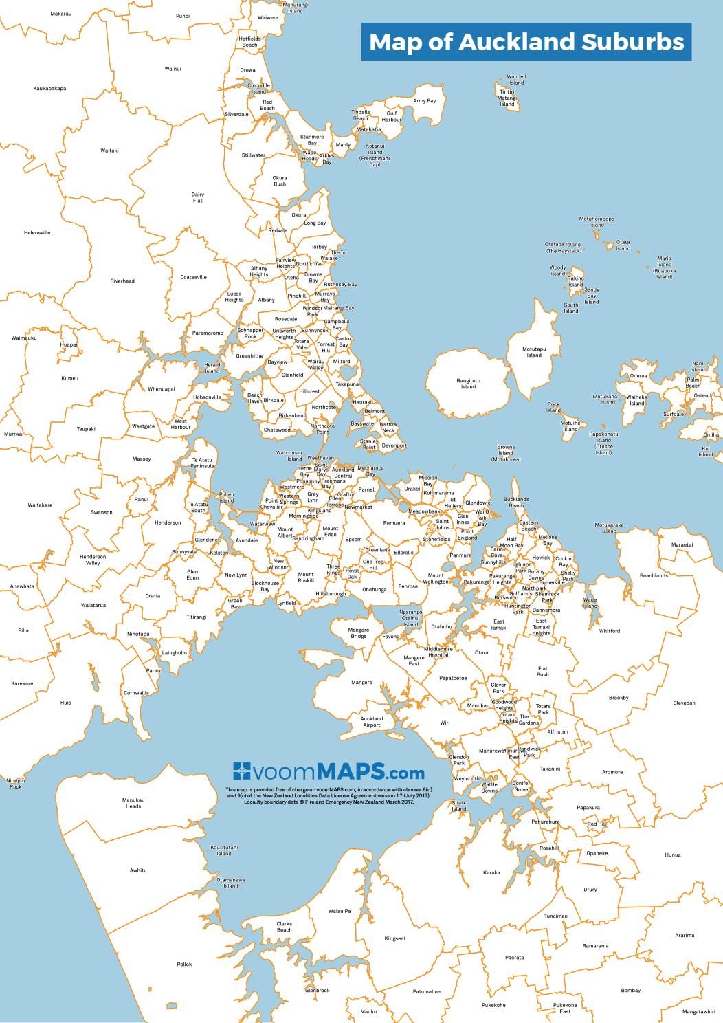 peta Auckland pinggir bandar