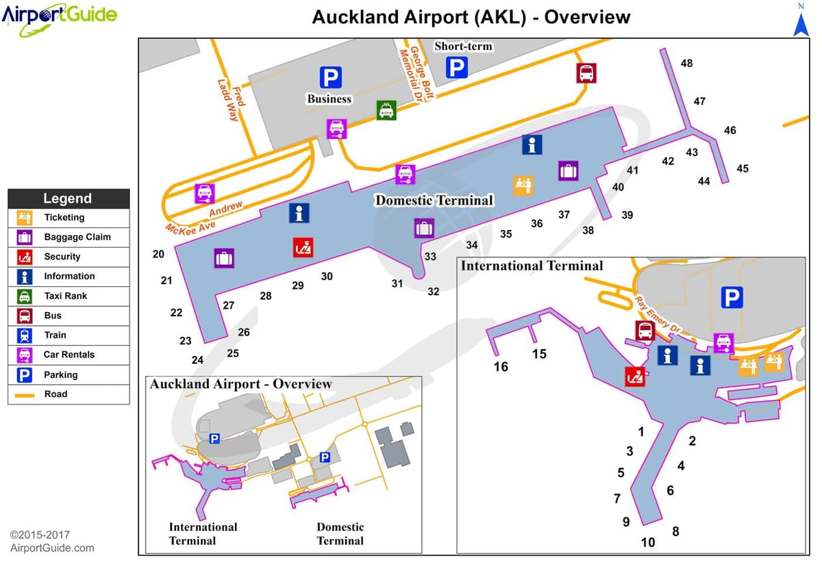 peta Auckland terbang