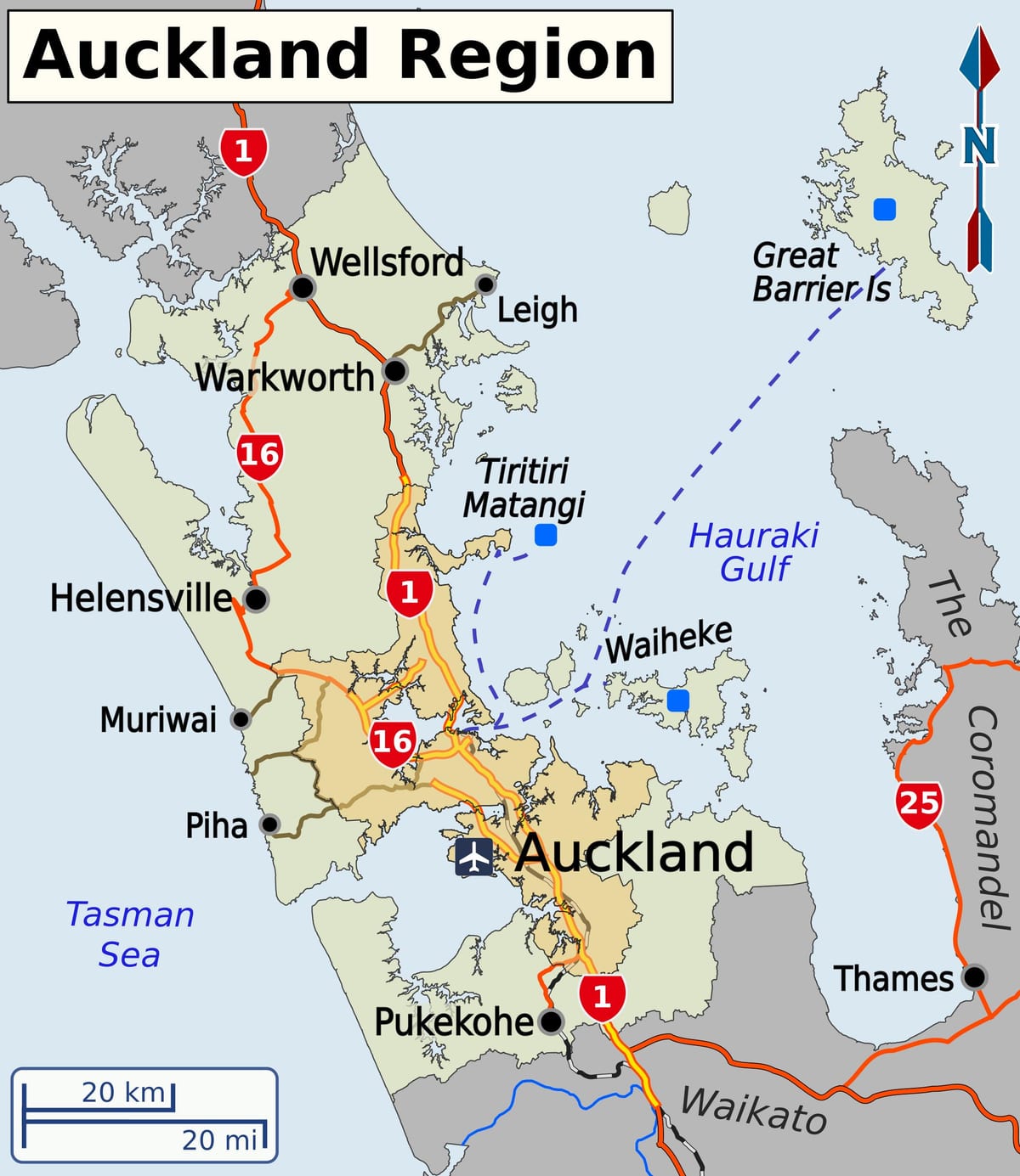 peta Auckland rantau