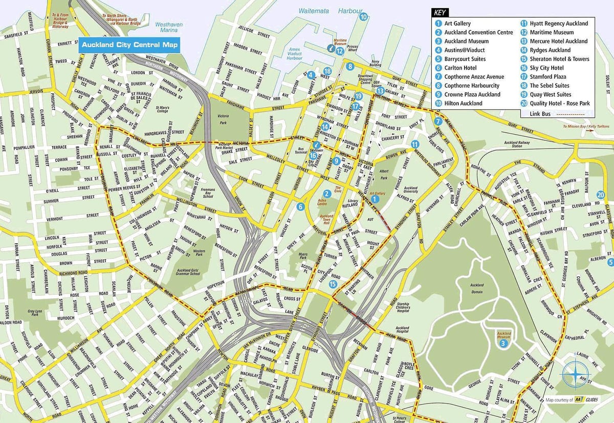 peta jalan Ratu Auckland