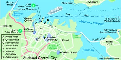 Auckland terminal kapal persiaran peta