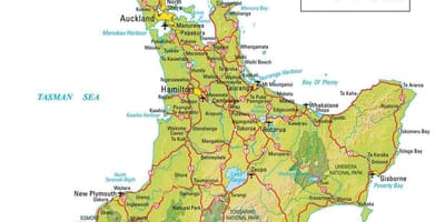Peta utara pulau New Zealand